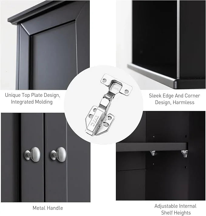 Black Wall Cabinet 24x30 Inch Wooden Over The Toilet Storage Cabinets with 2 Doors, Above Toilet Storage Medicine Cabinets for Bathroom Laundry Room Bedroom Kitchen - ModernBath