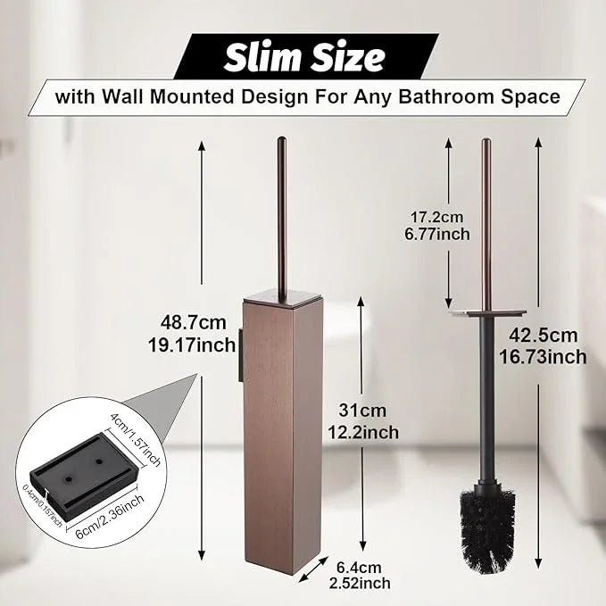 BGL Toilet Brush and Holder Set Rose Gold Wall Mounted for Bathroom Square Design - ModernBath