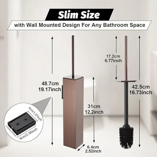 BGL Toilet Brush and Holder Set Rose Gold Wall Mounted for Bathroom Square Design - ModernBath