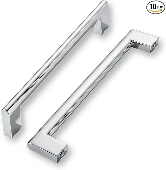 khtumeware 6 Inch Hole Center 10 Pack Polished Chrome Cabinet Pulls Heavy Duty Solid Kitchen Drawer Handle, Hardware for Bathroom, Drawer, Cabinet, Door Cabinet - ModernBath