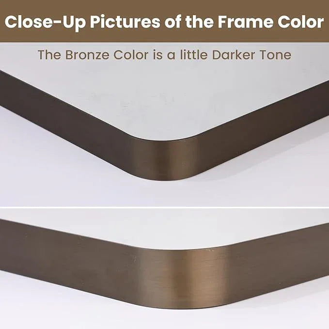 LOAAO 40”X36” Bronze Bathroom Mirrors for Vanity, Rounded Rectangle Brushed Bronze Metal Frame Mirror, Anti-Rust, Tempered Glass, Hangs Horizontally or Vertically - ModernBath