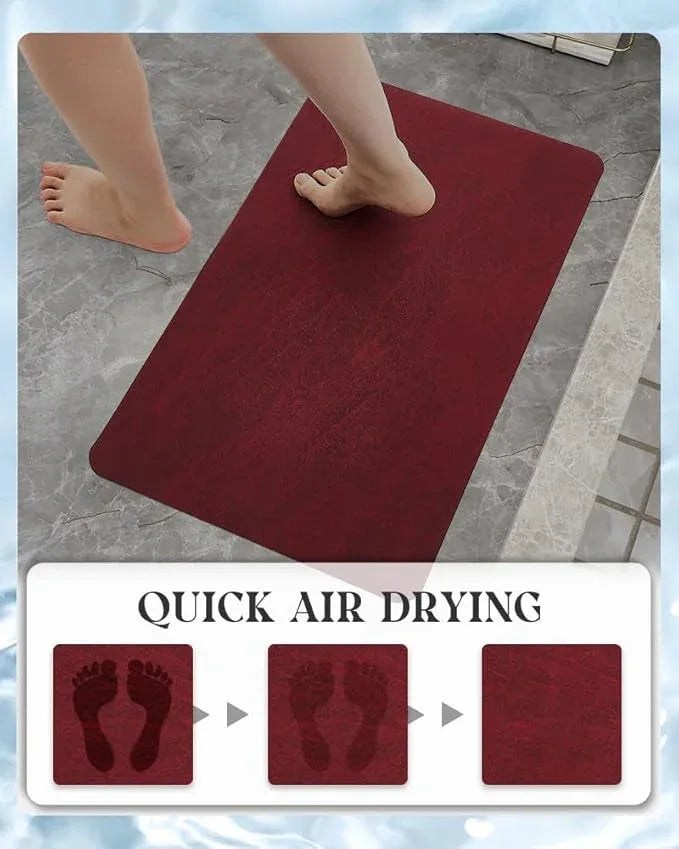 MontVoo -Bath Mat Rug-Rubber Backing Non Slip Quick Dry Absorbent Thin Bathroom Rugs Fit Under Door-Faux Suede Surface Bathroom Floor Mats-Shower Rug for in Front of Bathtub Shower Burgundy 17"x27.5" - ModernBath