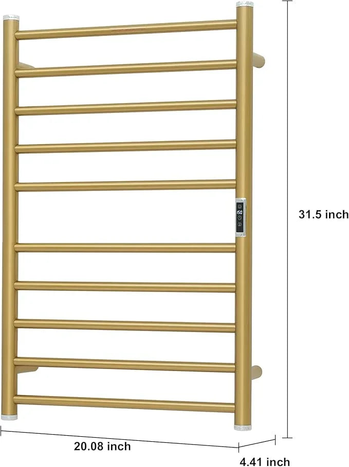 Electric Towel Warmer Rack,Heating Towel Warmer,Timer & Temperature Control,Wall-Mounted Plug-in for Bathroom, Gold,Stainless Steel,10-Bar(31.5x20.08x4.41in) - ModernBath