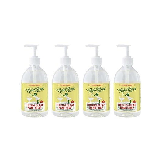 Rebel Green Liquid Hand Soap - Moisturizing Natural Bathroom & Kitchen Liquid Soap - Gentle Household Hand Wash (Peppermint and Lemon, 16.90 Fl Oz (Pack of 4)) - ModernBath