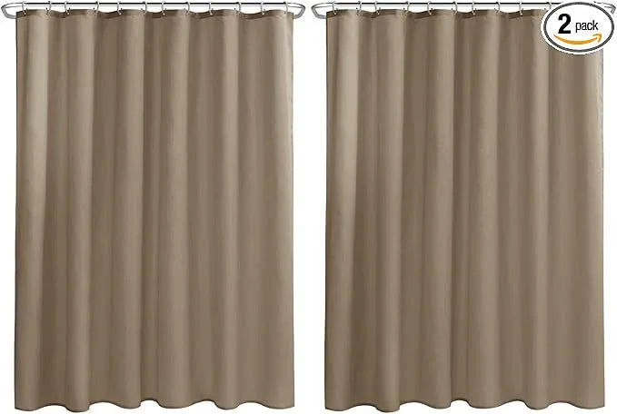 Nasitos Fabric Shower Curtain Liners 2 Pack - W72 x H72 - Washable & Water Resistant Cloth Shower Liner for Bathroom, Soft Hotel Quality, Standard Size (Khaki, 4 Separate Magnets Included) - ModernBath