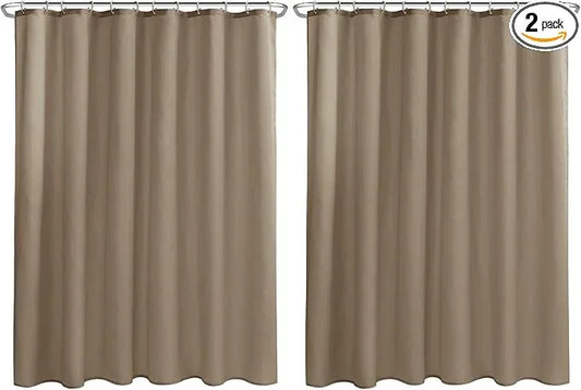Nasitos Fabric Shower Curtain Liners 2 Pack - W72 x H72 - Washable & Water Resistant Cloth Shower Liner for Bathroom, Soft Hotel Quality, Standard Size (Khaki, 4 Separate Magnets Included) - ModernBath