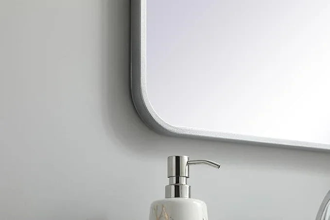 ARS Concepts Aura, Soft Corner Metal Rectangular Mirror 20X36 Inch in, Modern, Silver - ModernBath