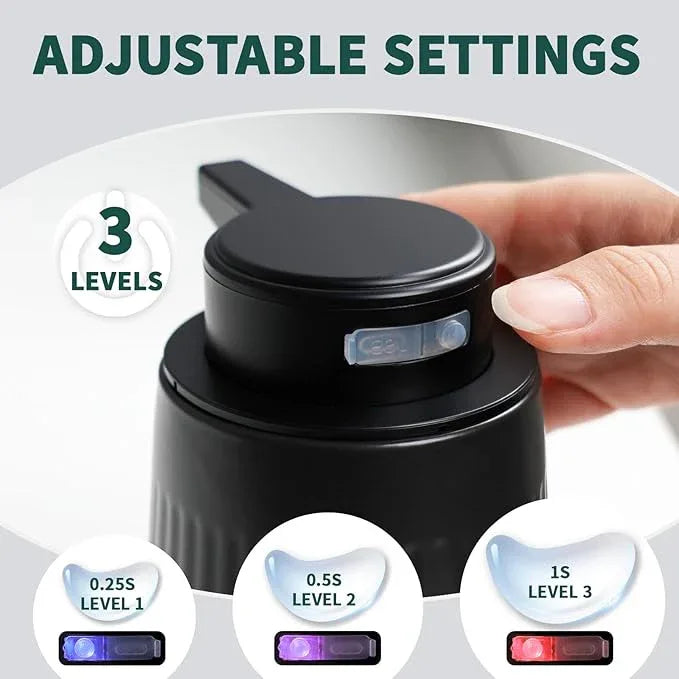 BosilunLife Ceramic Automatic Soap Dispenser with Extended Pump Nozzle, 3 Adjustable Levels, Touchless Lotion Hand Wash Liquid Soap Dispenser for Bathroom & Kitchen, Embossed Wave Design, Black, 10oz - ModernBath