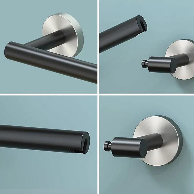 FORIOUS Toilet Paper Holder Wall Mount, Stainless Steel Rustproof Double Post Pivoting Tissue Roll Holder for Bathroom, Cmmercial Toilet Paper Dispenser, Matte Black & Stainless Steel - ModernBath
