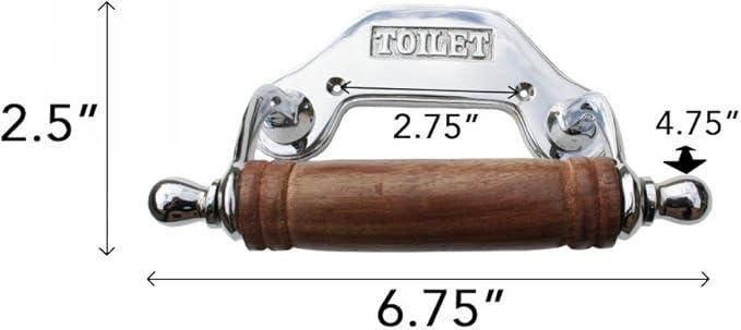 Stylish Wall Mount Toilet Paper Holder 6.5" W Chrome Plated Solid Brass Easy Install Toilet Tissue Paper Holders with Wooden Roll for Bathrooms Includes Hardware Renovators Supply Manufacturing - ModernBath