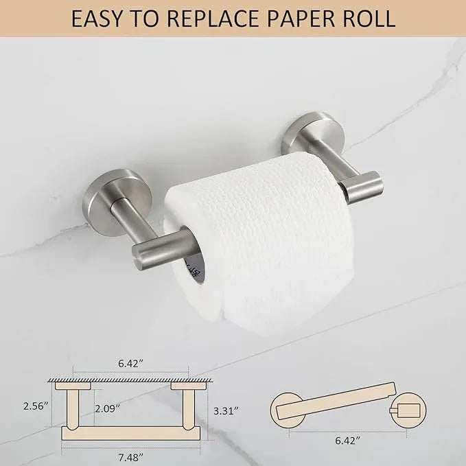 BGL Toilet Paper Holder Brushed Nickel Wall Mount, Brush Nickel Bathroom Toilet Paper Holder Brushed Nickel SUS 304 Stainless Steel, Double Post Pivoting Toilet Paper Roll Holder for Bathroom RV - ModernBath