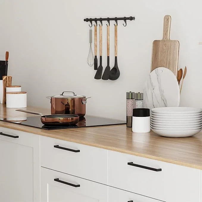 Ravinte 15 Pack Solid 6-1/4 Inch Center to Center Slim Square Bar Drawer Handles - Cabinet Hardware Pulls in Matte Black for Kitchen and Drawers - ModernBath
