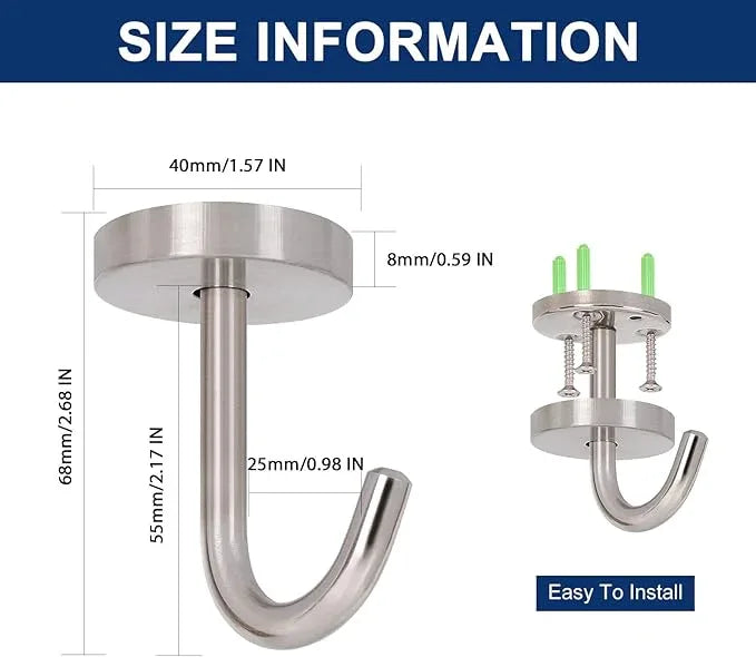 NearMoon Coat Hooks, Wall Mount Hooks for Hanging Hat Hurse Robe, 304 Stainless Steel Heavy Duty Towel Hangers for Bathroom Livingroom Kitchen-Ceiling Hook, 6 Pack (2 Inch, Brushed Nickel) - ModernBath