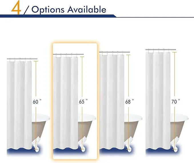 N&Y HOME Short Fabric Shower Curtain Liner 72 x 65 Shorter Length, Hotel Quality, Washable, Water Repellent, White Bathroom Curtains with Grommets, 72x65 - ModernBath