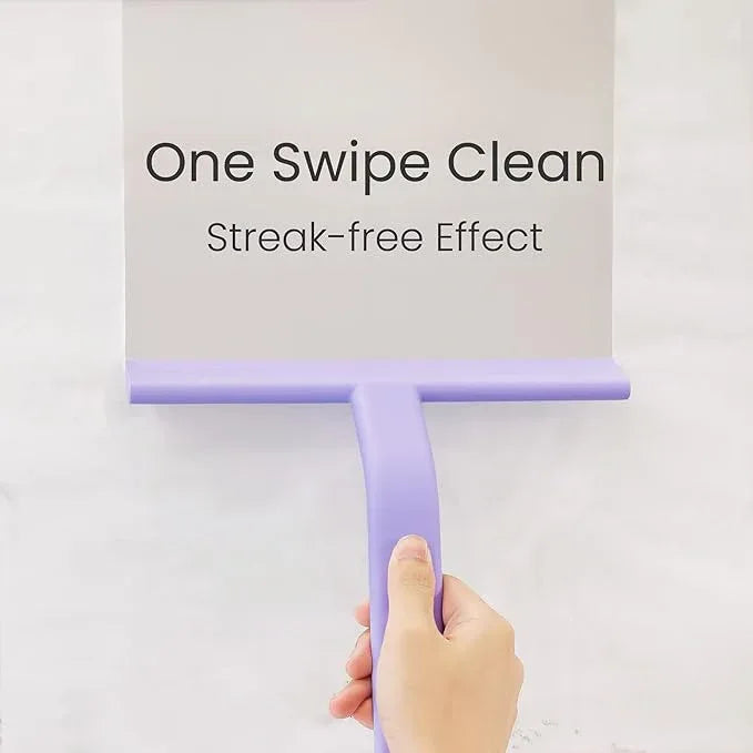 dancemoon JustHang Shower Squeegee for Glass Doors, All-one-Piece Silicone with Built-in Hook Design for Easy Hanging and Cleaning, 10 Inch Purple - ModernBath