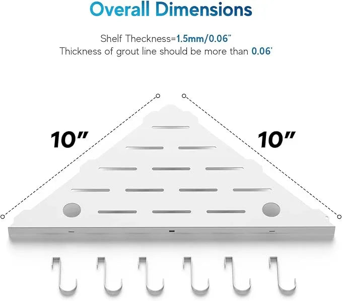 Corner Shower Shelves, 10" White 304 Stainless Steel Recessed Shelf for Bathroom，Grout in Shelf with Hooks for Tiled Wall 2 Pack (White) - ModernBath