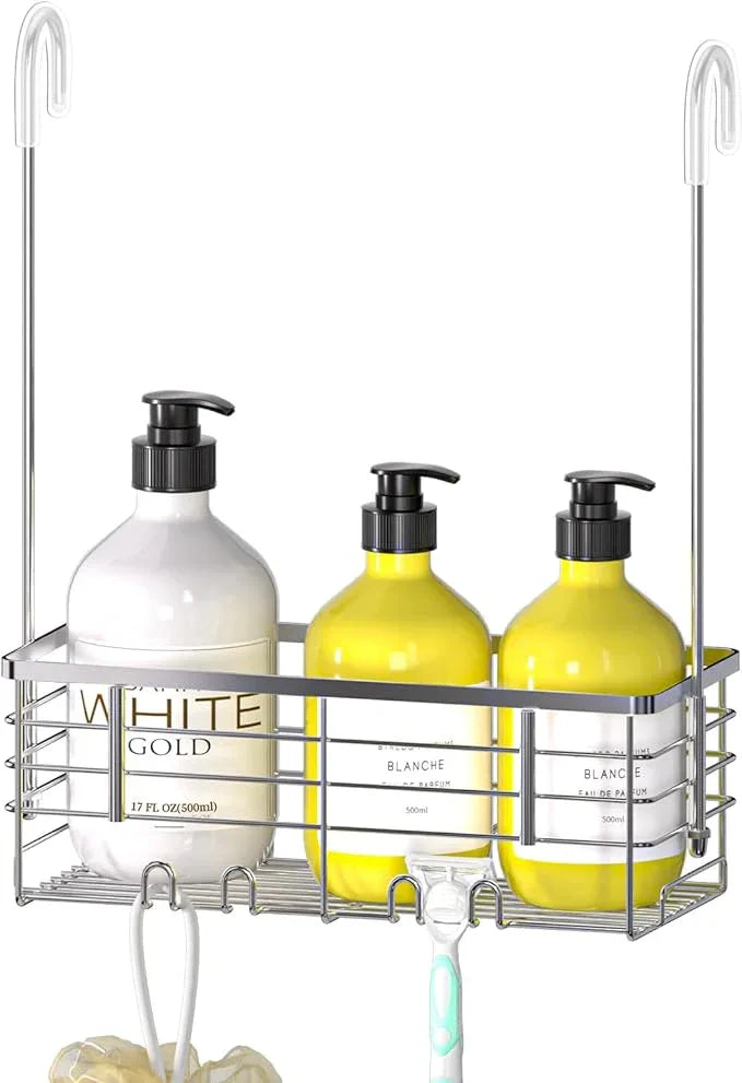 DELLAN Hanging Shower Organizer, Shower Rack with Hooks Over the Door, Bathroom Shower Caddy and Basket - ModernBath