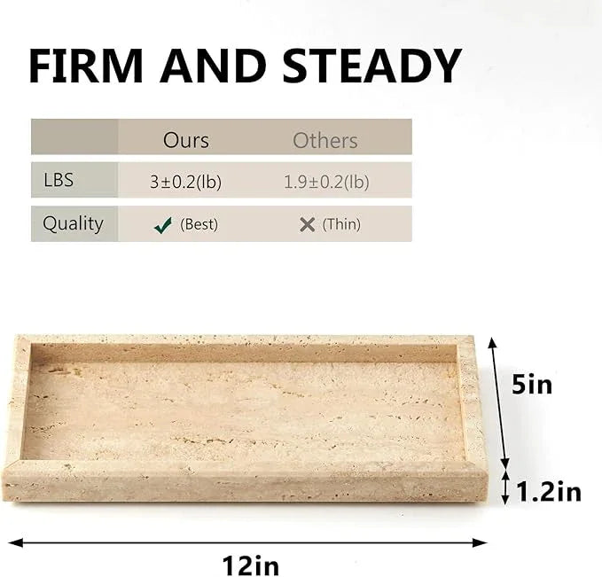 Real Natural Small Marble Tray for Bathroom, Vanity, Kitchen and Desktop, Rectangle Genuine Marble Stone Tray for Jewelry, Cosmetics, Candles, Lotion, Perfume and Home Decor - ModernBath