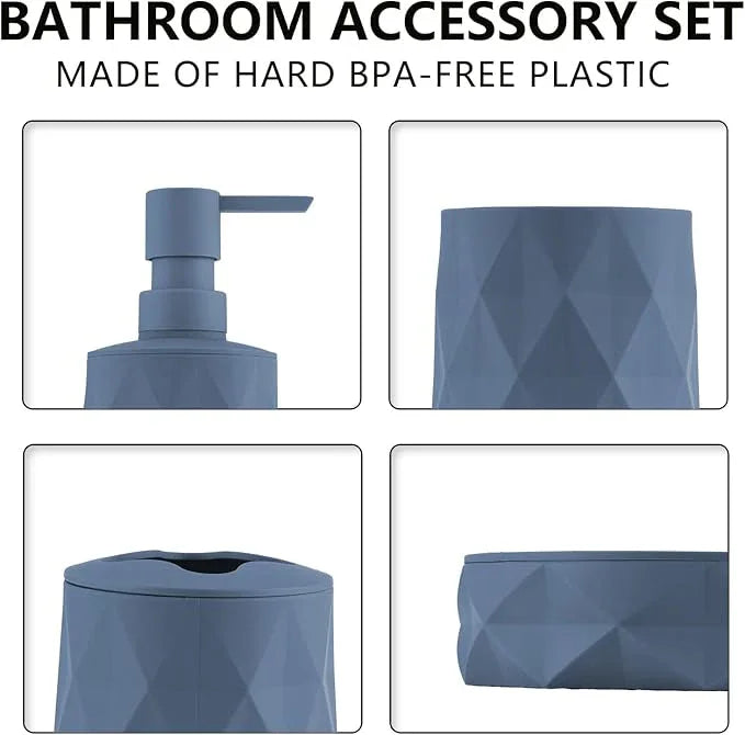 Liuonnam Bathroom Accessories Set 5-Piece Plastic Gift Set with Toilet Brush Holder, Toothbrush Holder, Toothbrush Cup, Soap Dispenser, Soap Dish(Grey) - ModernBath