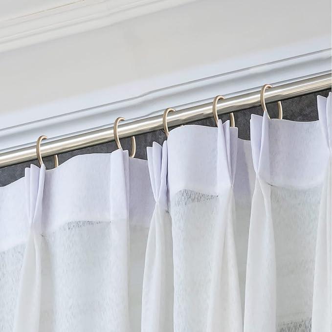 Qunclay 100 Set 0.98 Inch Metal Curtain Rings with Eyelets Curtain Hooks for Drapes and Metal Drapery Pin Drapery Hooks for Window Door Shower Bathroom Rings (Champagne) - ModernBath