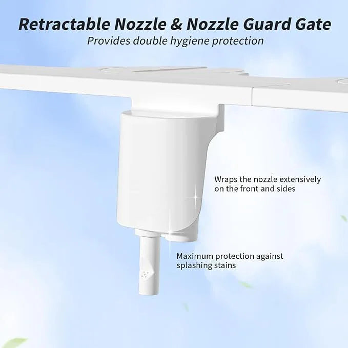 SAMODRA Non-Electric Bidet - Self Cleaning Dual Nozzle (Frontal and Rear Wash) Fresh Water Bidet Toilet Seat Attachment with Independent Adjustable Water Pressure (Classic White) - ModernBath
