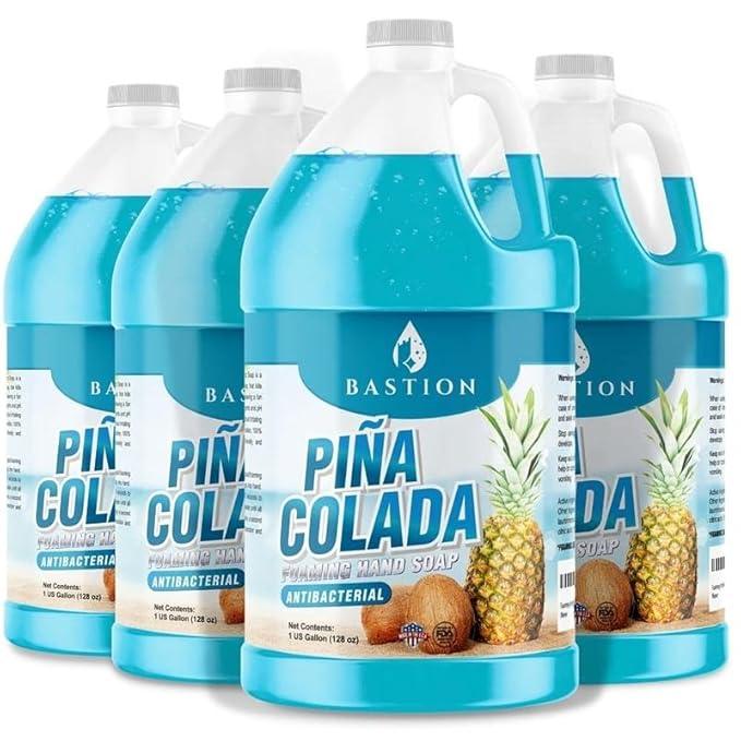 Bastion Foaming Antibacterial Hand Soap: Pina Colada Scented Refill 4 GallonS (512 oz) Bulk Hand Wash - ModernBath