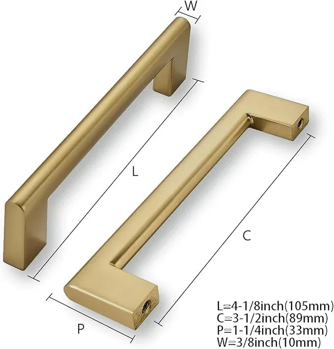 khtumeware 3-1/2 Inch Hole Center 2-Pack,Brushed Brass Heavy Duty Soild Cabinet Pulls,Kitchen Drawer Handle, Hardware for Bathroom, Drawer, Cabinet, Door Cabinet - ModernBath