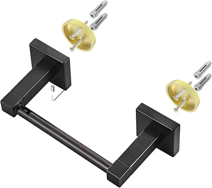 Ruacq Toilet Paper Holder Oil Rubbed Bronze-Toilet Paper Holder Wall Mount Double Post Pivoting Square-Toilet Tissue Roll Holder Rustproof Stainless Steel - ModernBath