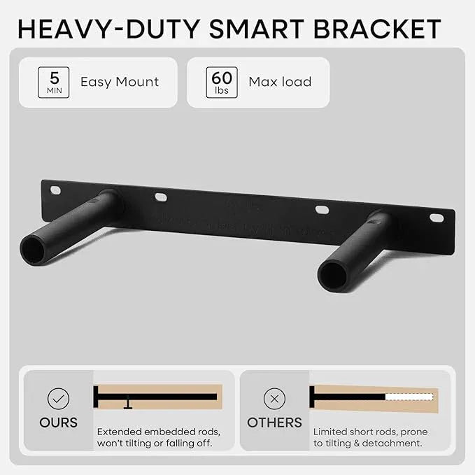 Homeforia Floating Shelf Black 12 inch, High End Solid Real Wood Small 12inch Floating Shelves for Wall Mounted, Black Wooden 12 in Floating Shelves, Heavy Duty Bracket, 12 X 6.5 X 1.75 inch, Set of 4 - ModernBath