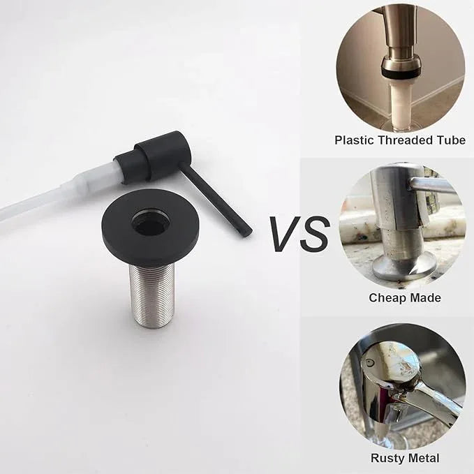 EADOT Deck Mounted Brass Kitchen Sink Soap Dispenser or Lotion Dispenser with 17OZ Above The Sink Refillable Bottle(Matte Black) - ModernBath