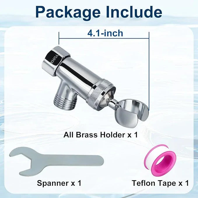 Shower Head Holder All Metal, Brass Adjustable Shower arm Bracket for Handheld, Hand held Showerhead Holder (B-Style Shower Arm Mount Premium Chrome - ModernBath