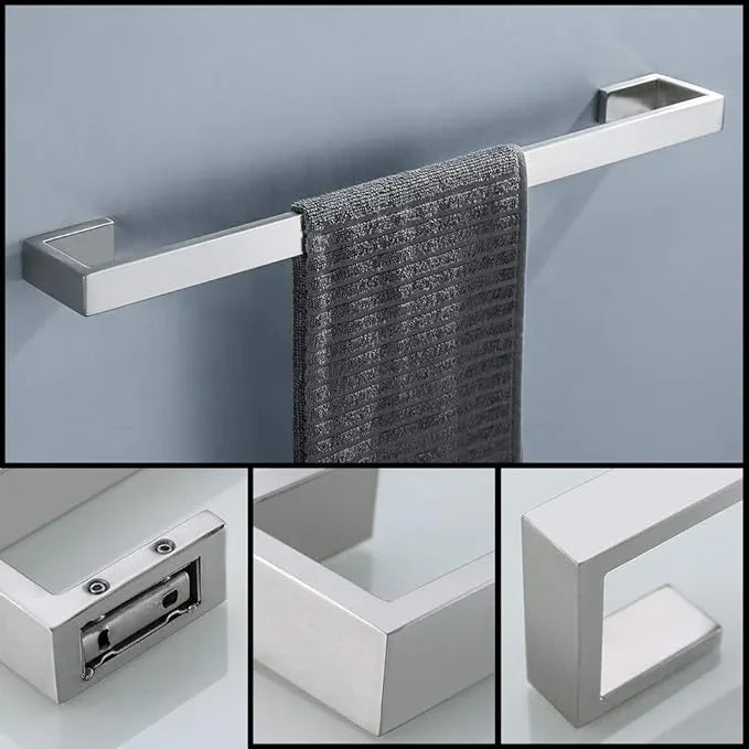 TNOMS 4 Pieces Bathroom Hardware Accessories Set Towel Bar Towel Holder Robe Hook Toilet Paper Holder Stainless Steel,Q8-P4BR - ModernBath