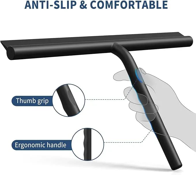 ecooe Silicone Shower Squeegee with Hanger, 11″/28cm Shower Squeegee for Glass Doors, Black Window Squeegee Scraper with Stainless Steel Core for Home Bathroom Kitchen Car Glass Doors - ModernBath