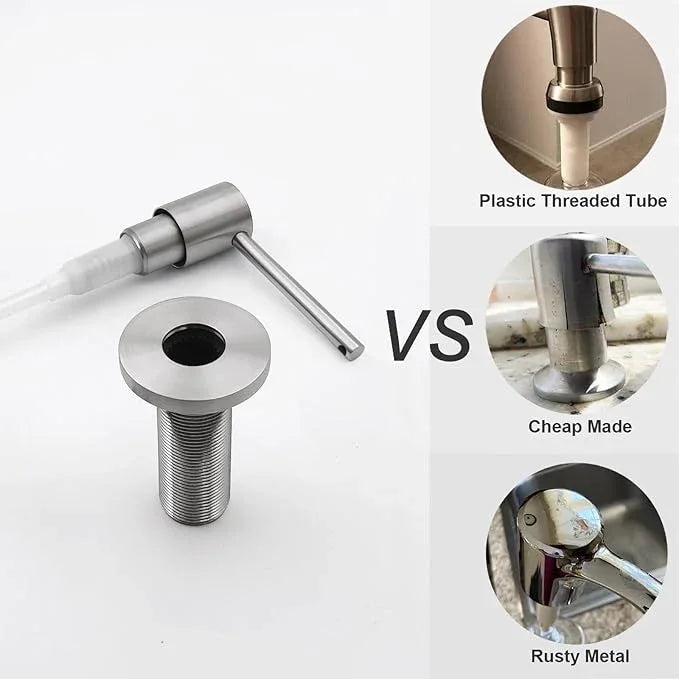 EADOT Deck Mounted Brass Kitchen Sink Soap Dispenser or Lotion Dispenser with 17OZ Above The Sink Refillable Bottle(Brushed Nickel) - ModernBath