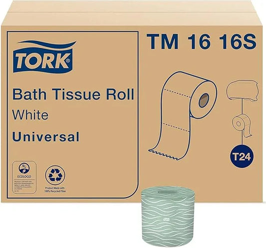 Tork Septic Safe Toilet Paper, White, 2-Ply 100% Recycled, Eco-Friendly, T24 Compatible 96 Rolls x 500 Sheets (TM1616S) - ModernBath