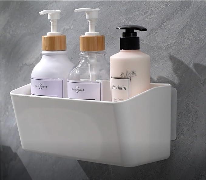 Bath Shelve, Adhesive Shelf Shower Caddy Bathroom Organizer, No Drill Wall Mounted Shower Caddy Basket Plastic，White Storage Rack for Bathroom/Kitchen - ModernBath