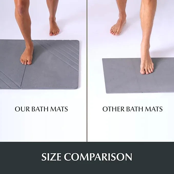 Water Stone Quick-Drying Bath Mat, Large (30.7” x 23.6”), Gray - Eco-Friendly, Non-Slip, Super Absorbent Bathroom Shower Mat for Superior Comfort & Safety - ModernBath