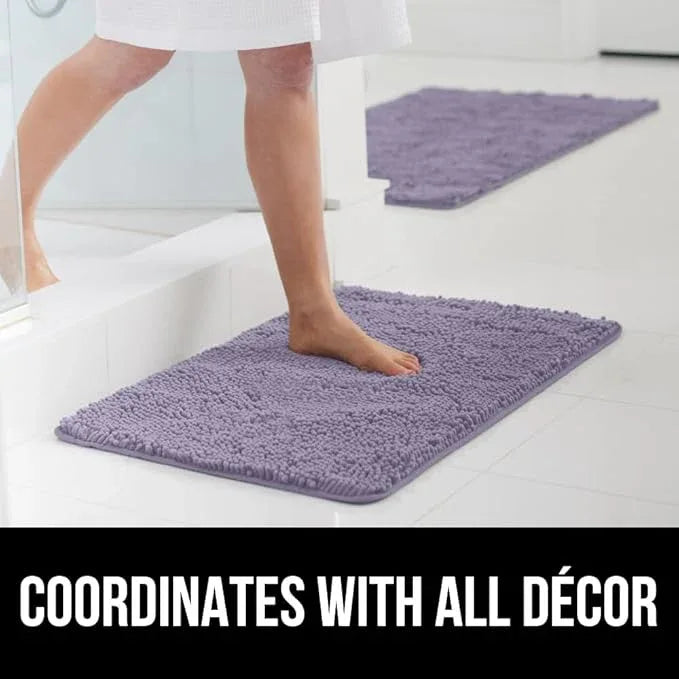 GORILLA GRIP Bathroom Rug Sets, Soft Chenille 2 Piece Area Rugs Set, Toilet Base Mat and 30x20 Carpet, Absorbent Microfiber Washable Mats Dry Quickly, Home Décor and Bath Room Accessories, Lt Purple - ModernBath
