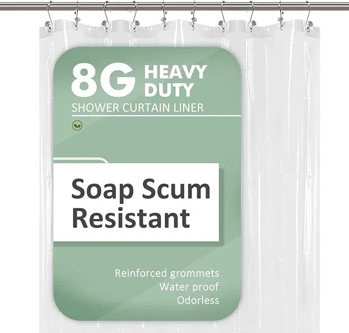 54x78 Inch Stall Shower Curtain/Liner 8G Heavy Duty Clear PEVA, 3 Bottom Magnets, Waterproof, PVC Free, Metal Grommets - ModernBath