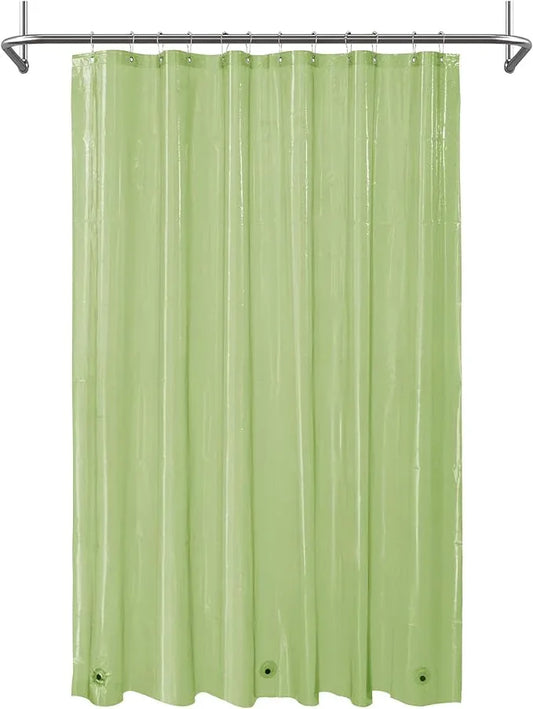 Mrs Awesome Clear Green Shower Curtain Liner with 3 Magnets, 72x72 Premium Flexible Sturdy Plastic Shower Curtain for Bathroom Waterproof, Clear Green - ModernBath