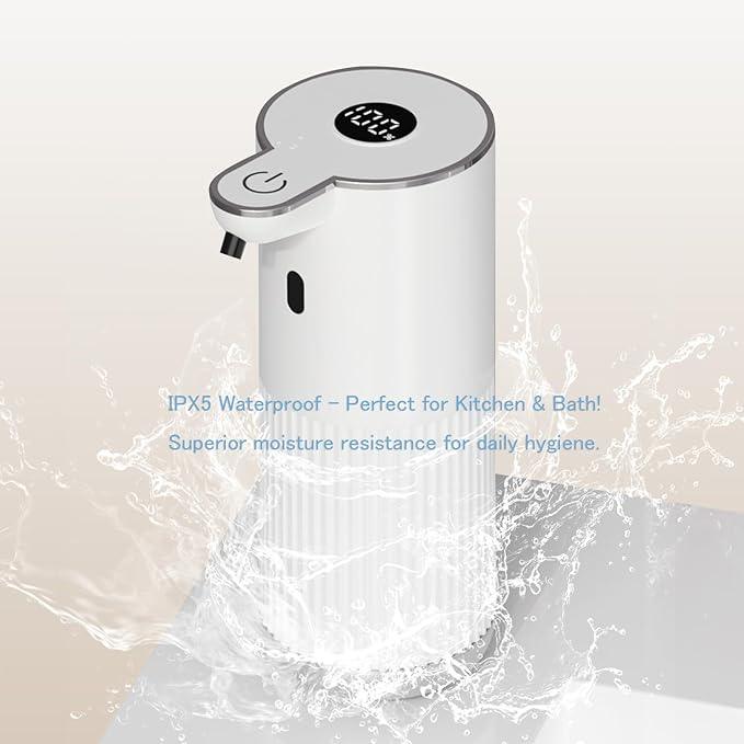 Automatic Soap Dispenser with LED (Battery% & Foam Level), 7000 Uses, 6 Foam Settings, Wall Mount/Countertop, USB-C Rechargeable, for Bathroom Kitchen, White - ModernBath