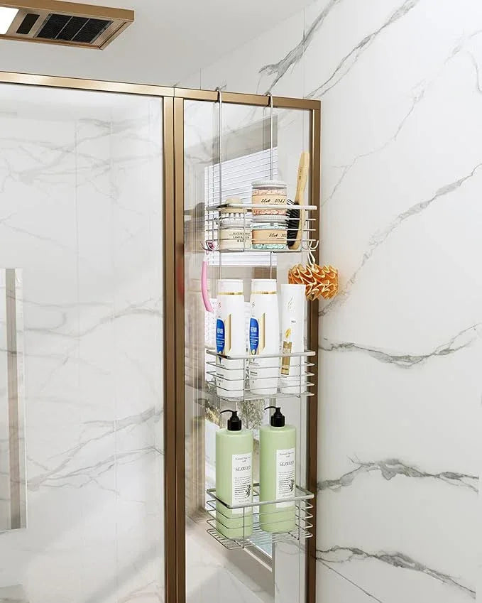 QIHS 3-Tier Small Hanging Bathroom Organizer,caddy hanging,Shampoo Holder Stainless Steel,over the door shower caddy,shower storage - ModernBath