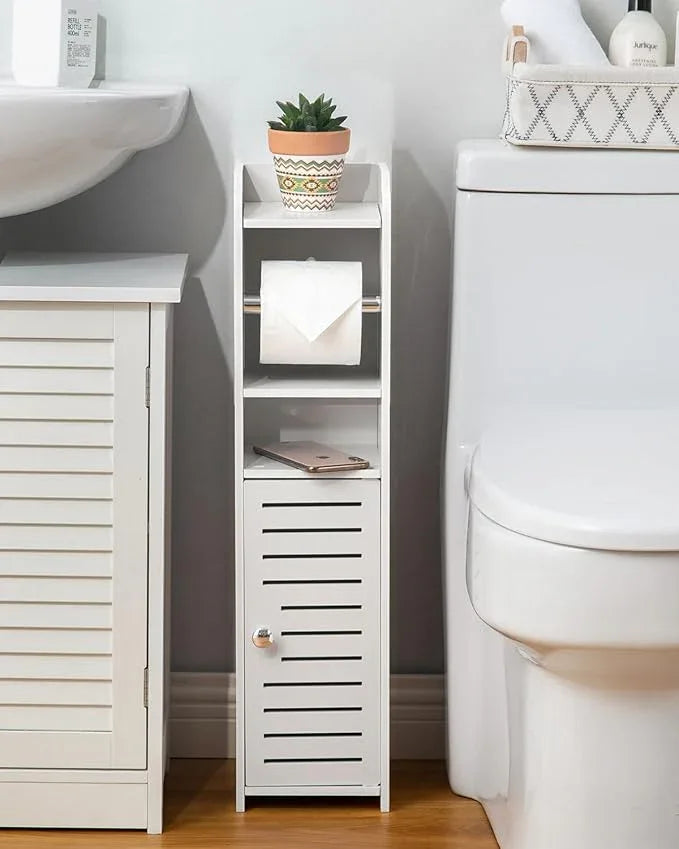 AOJEZOR Toilet Paper Holder Stand: Small Bathroom Storage Cabinet for Small Spaces - ModernBath