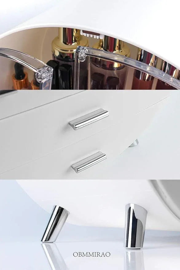 OBMMIRAO Elegant Dustproof Makeup Storage Organizer Box, Waterproof Large Cosmetics Organizer Storage with Drawers Skincare Cosmetic Display Cases for Countertop Bathroom Dresser Dedroom - ModernBath