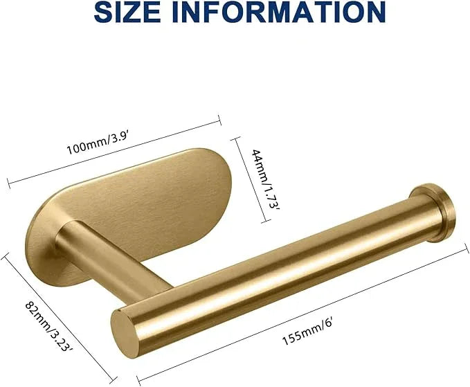 NearMoon Toilet Paper Holder Self Adhesive, Premium Thicken SUS304 Stainless Steel Rustproof Adhesive Toilet Roll Holder no Drilling for Bathroom, Kitchen, Washroom (3 Pack, Brushed Gold) - ModernBath