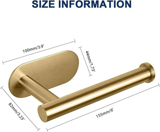 NearMoon Toilet Paper Holder Self Adhesive, Premium Thicken SUS304 Stainless Steel Rustproof Adhesive Toilet Roll Holder no Drilling for Bathroom, Kitchen, Washroom (3 Pack, Brushed Gold) - ModernBath