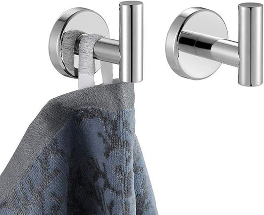 JQK Chrome Bathroom Towel Hook, 304 Stainless Steel Coat Robe Clothes Hook for Bathroom Kitchen Garage Wall Mounted (Pack of 2), TH100-CH-P2 - ModernBath