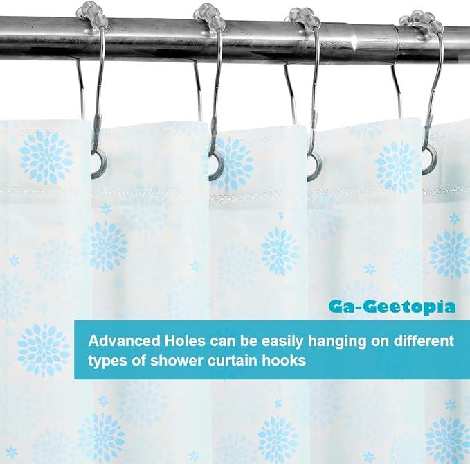 Ga-Geetopia White Snow Thin Plastic Shower Curtain or Liner 72" x 72" Water Repellent Lightweight Odorless Bathroom Showroom Curtain Liner with Rustproof Metal Grommet Holes, Magnets - ModernBath