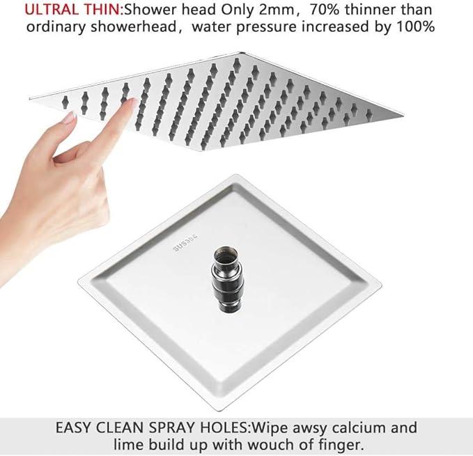 Heable Shower Faucet Set Complete with 8 Inch Rainfall Shower Head Chrome, Bathroom Luxury Rain Shower System, Wall Mounted Single Function Mixer Shower Trim Kit with Rough-in Valve - ModernBath