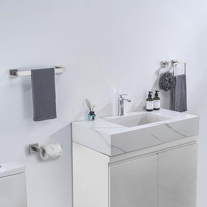 4-Piece Bathroom Hardware Set, Towel Rack Towel Holder Toilet Paper Holder Towel Hooks Towel Bar Set Stainless Steel Towel Rack Accessories Set Wall Mounted, Brushed Nickel 23 Inch - ModernBath